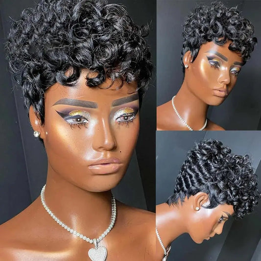 Short Curly Pixie Cut Wig for Daily Wear