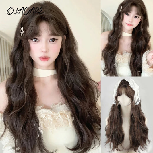 Long Wavy Synthetic Lolita Wig with Bangs for Women