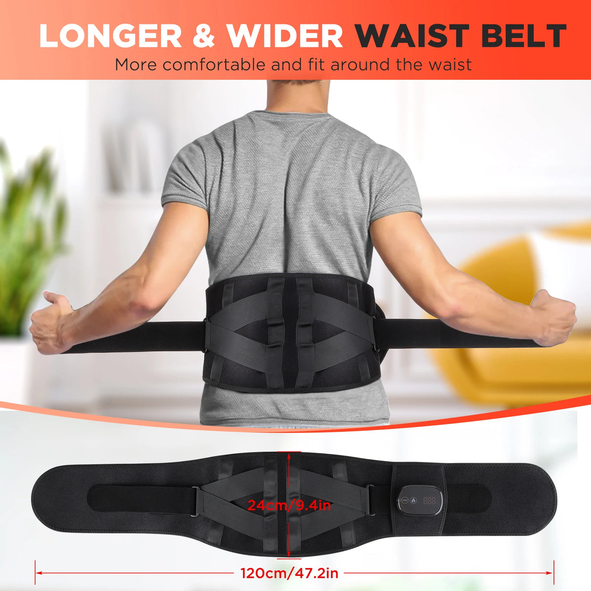 Cordless Heated Vibration Massage Belt for Lower Back and Waist Relief