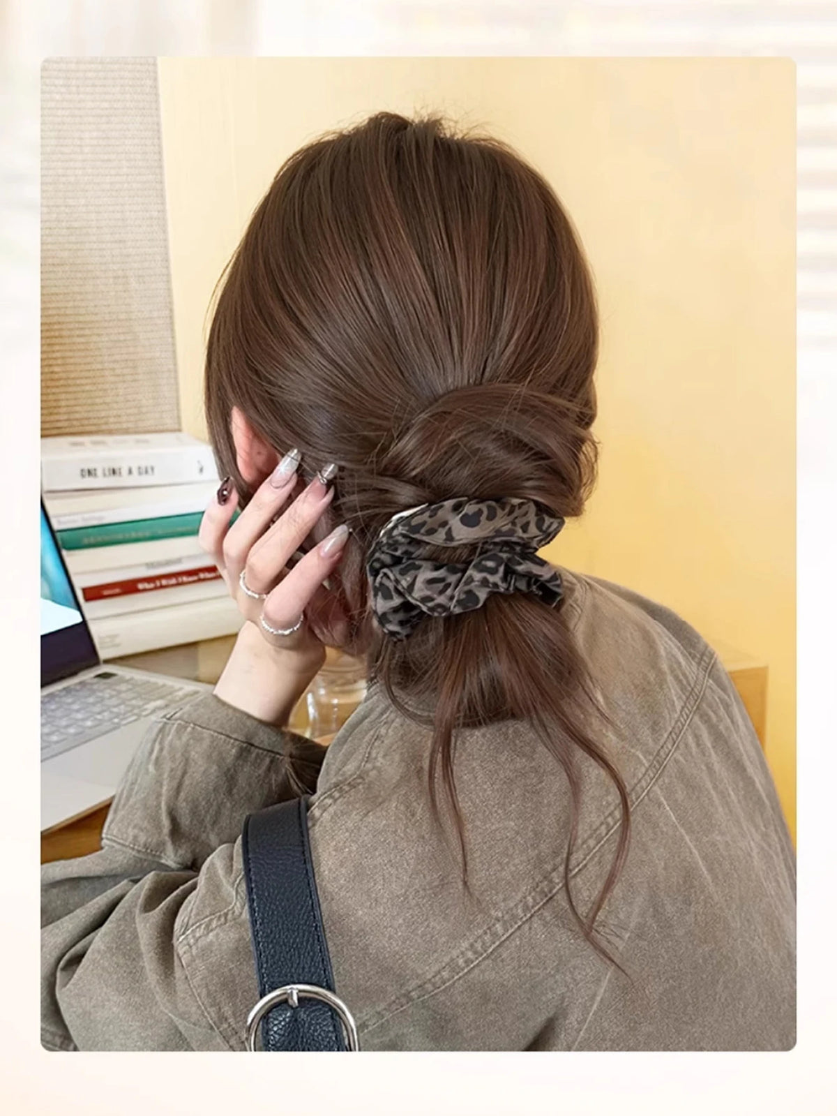 Leopard Print Claw Clip Messy Bun Hair Extension