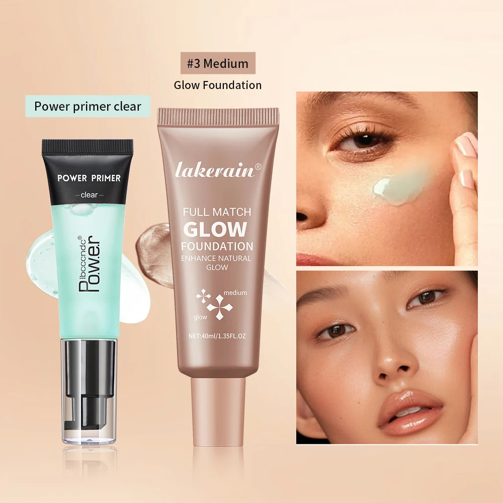 Hydrating Makeup Primer and Glow Foundation Set for Radiant Skin - 9