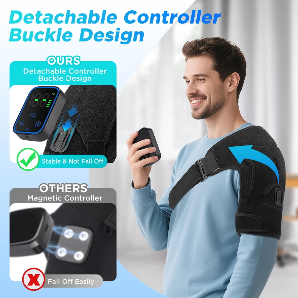 Cordless Heated Shoulder Massage Brace with App Control and Vibration - 6