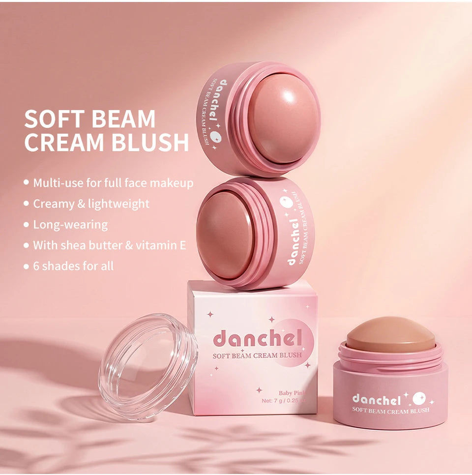 Long-Lasting Soft Cream Blush for Cheeks, Lips, and Eyes