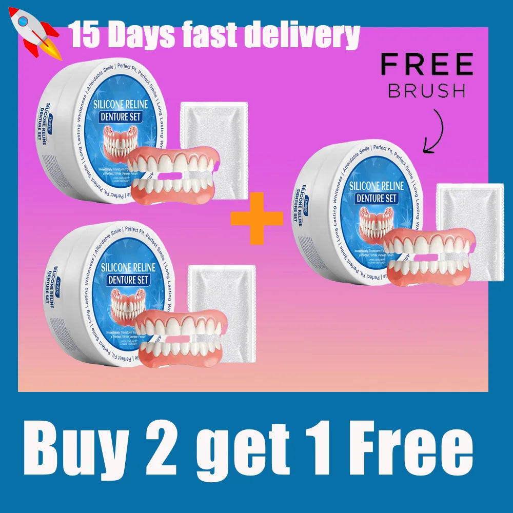 Temporary Silicone Snap-On Smile Denture Set for Instant Whitening