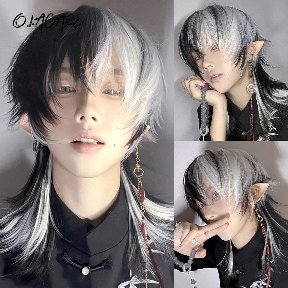 Short Mullet Anime Cosplay Wig with Bangs