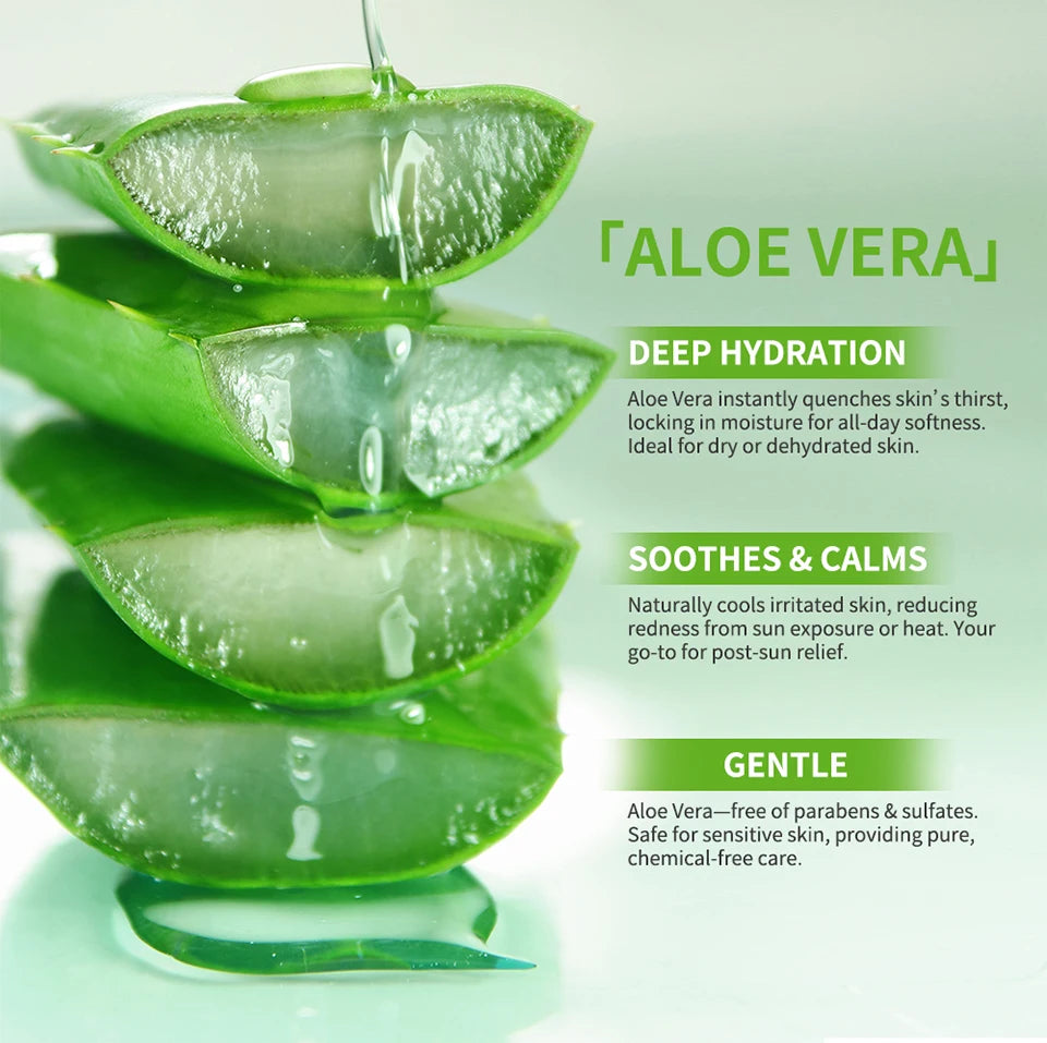 Hydrating Aloe Vera Gel for Soothing and Moisturizing Facial Skin Care