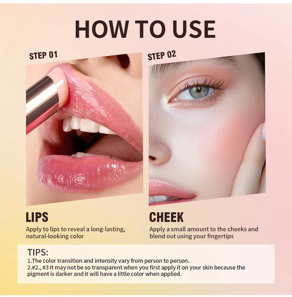 pH-Activated Color-Changing Lip and Cheek Stain Moisturizing Balm