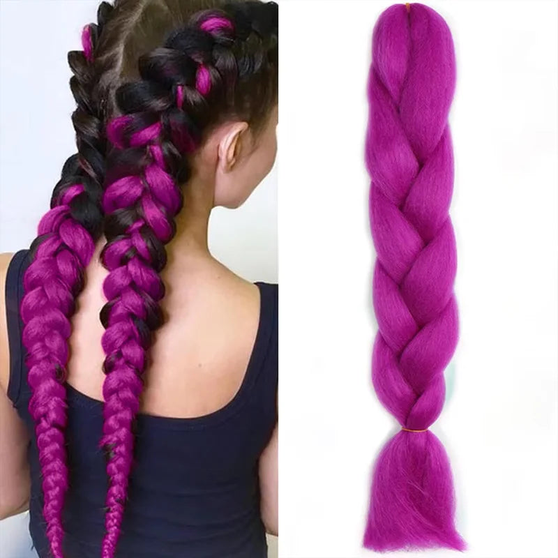 24-Inch Purple Synthetic Jumbo Braiding Hair Extensions - 6