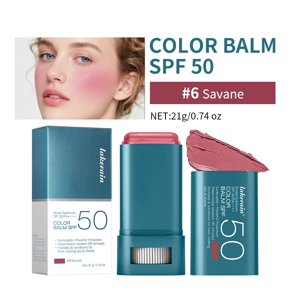 Hydrating SPF 50 Tinted Blush Balm Stick for Natural Sun Protection