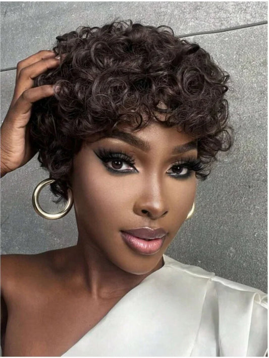 Short Curly Pixie Cut Wig for Women
