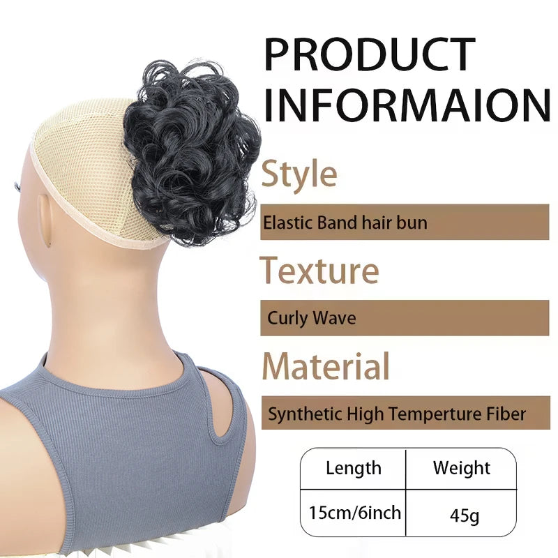 Messy Curly Claw Clip Bun Hair Extension for Women - 8
