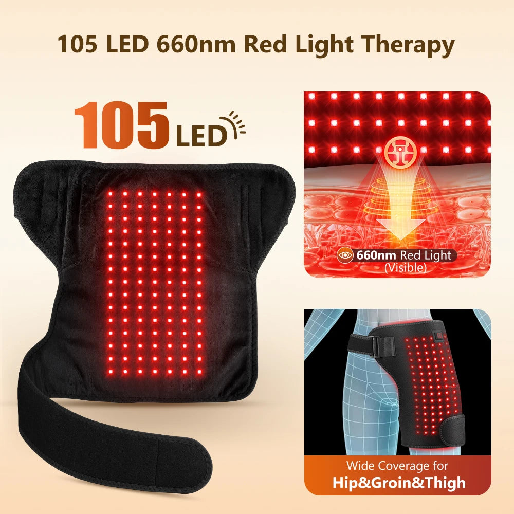 Red Light Therapy Hip and Thigh Heating Support Brace for Pain Relief - 8