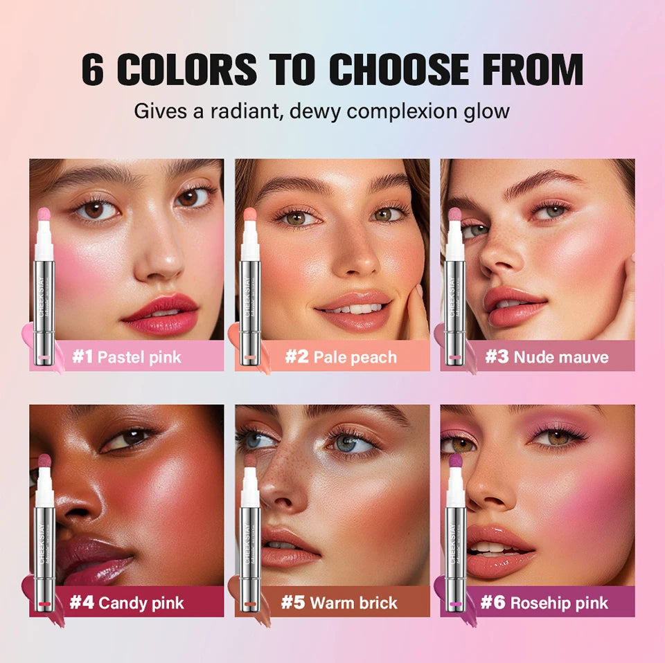 Liquid Blush Stick with Sponge Tip for Natural Matte Cheek Makeup - 9