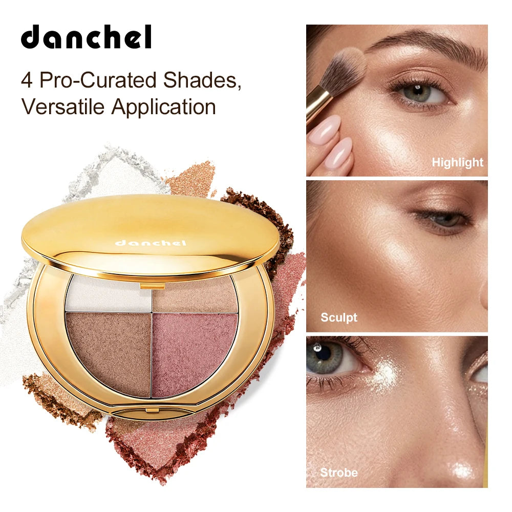 4-in-1 Highlighting and Contouring Face Palette for Eyes and Cheeks