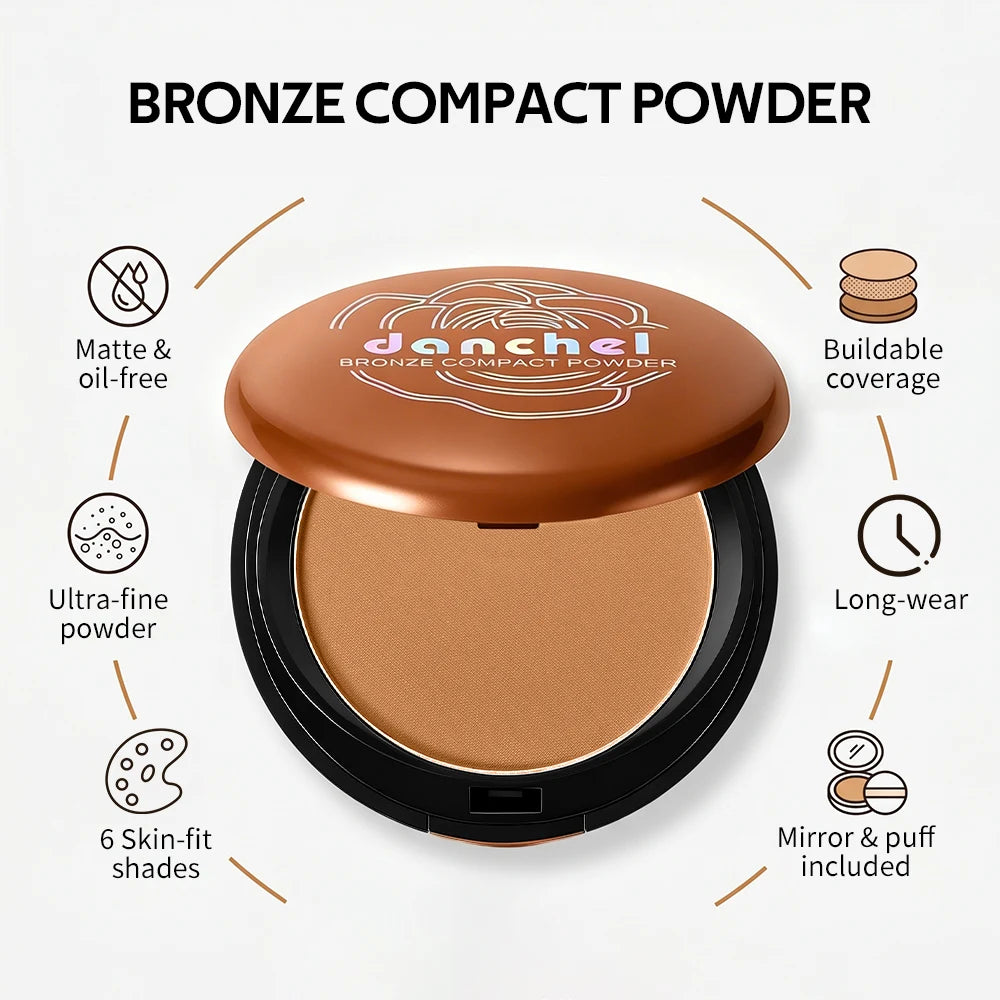 Matte Bronze Compact Powder for Natural Sun-Kissed Skin Coverage