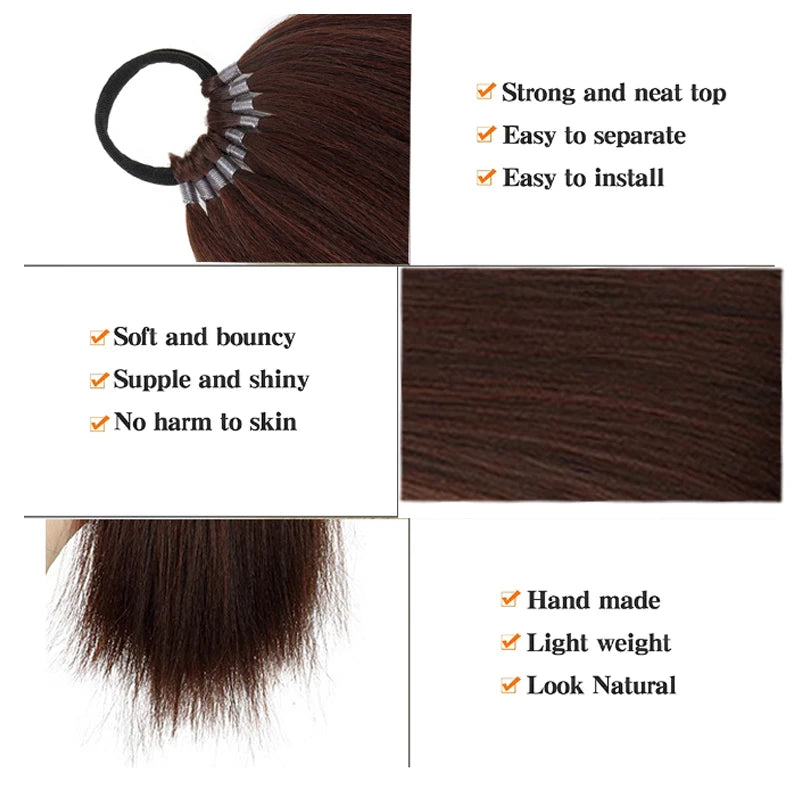 22-Inch Long Straight Synthetic Ponytail Extension - 2