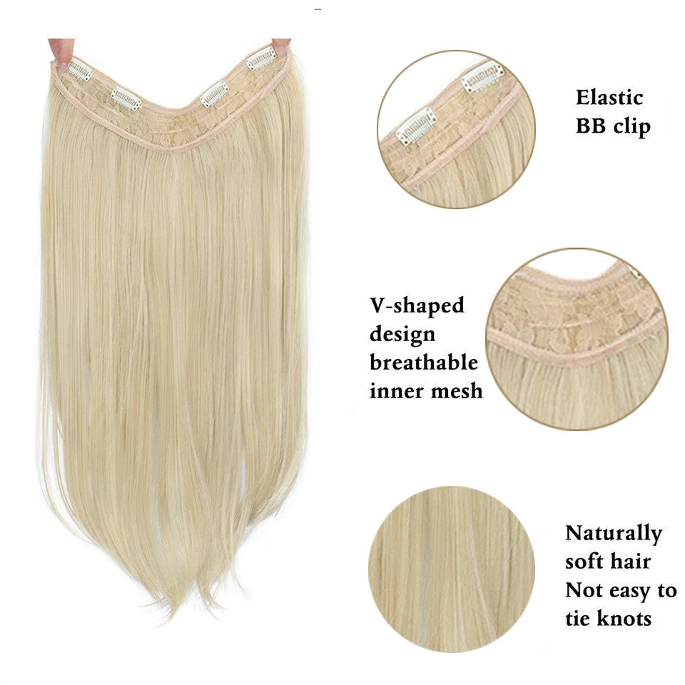 Seamless Long Straight Hair Extension with Clip-In Design for Women - 3
