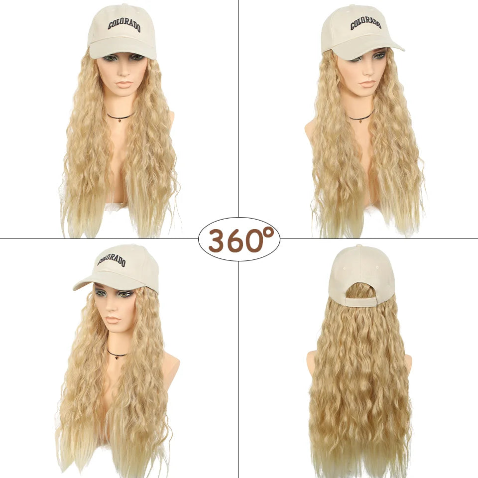 22-Inch Wavy Hair Baseball Cap Wig for Instant Styling - 2