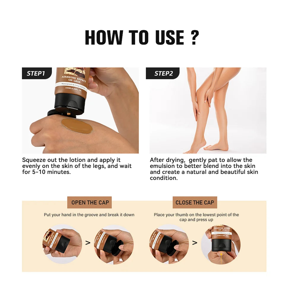 Waterproof Liquid Leg Makeup Foundation for Flawless Even Skin Tone