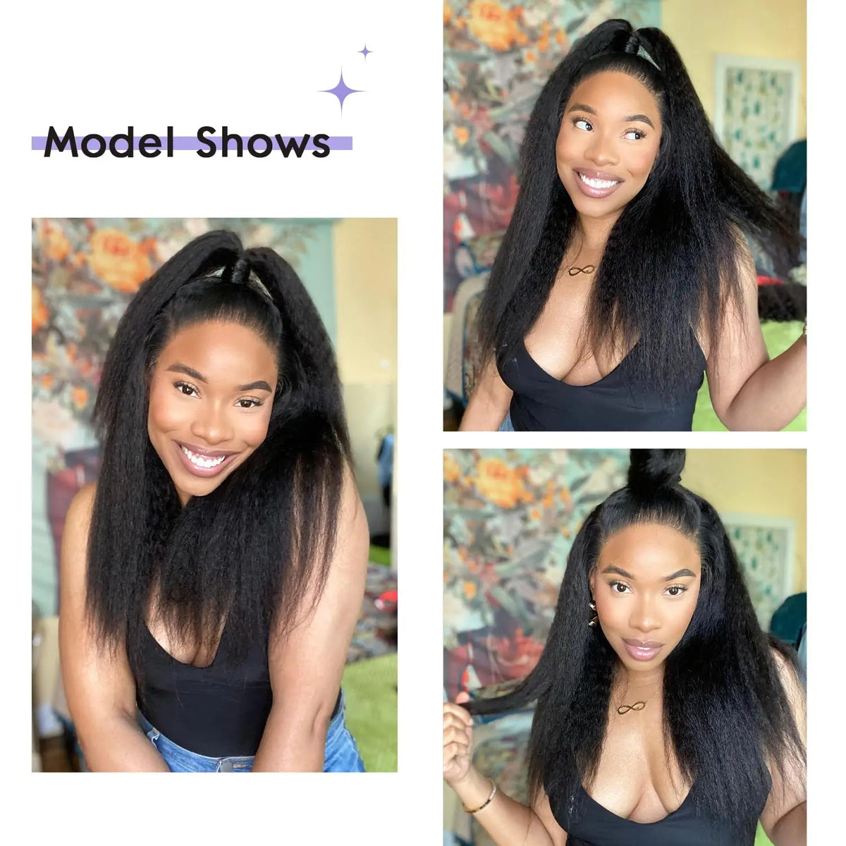 Kinky Straight Clip-In Hair Extensions for Natural Looking Volume