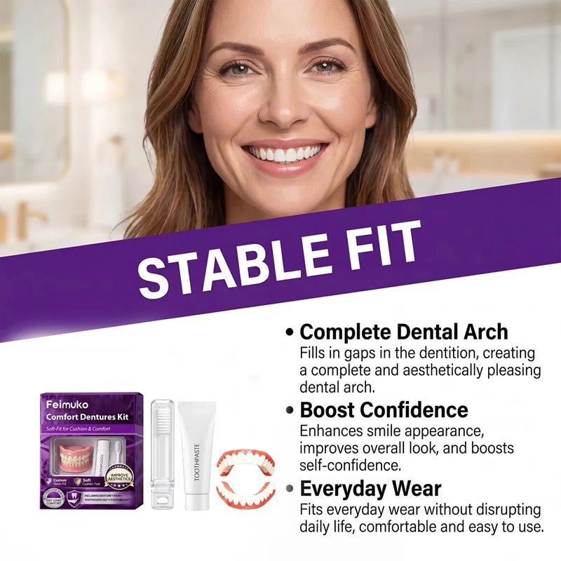Comfort Fit Silicone Dentures for Instant Smile and Oral Care - 16