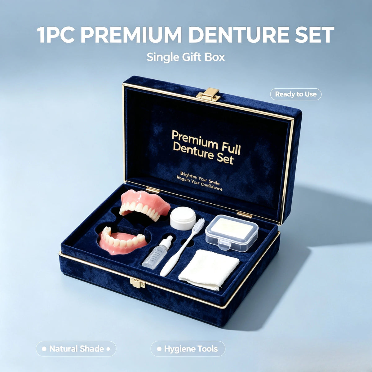 Comfortable Full Mouth Denture Set with Dental Care and Cleaning Tools