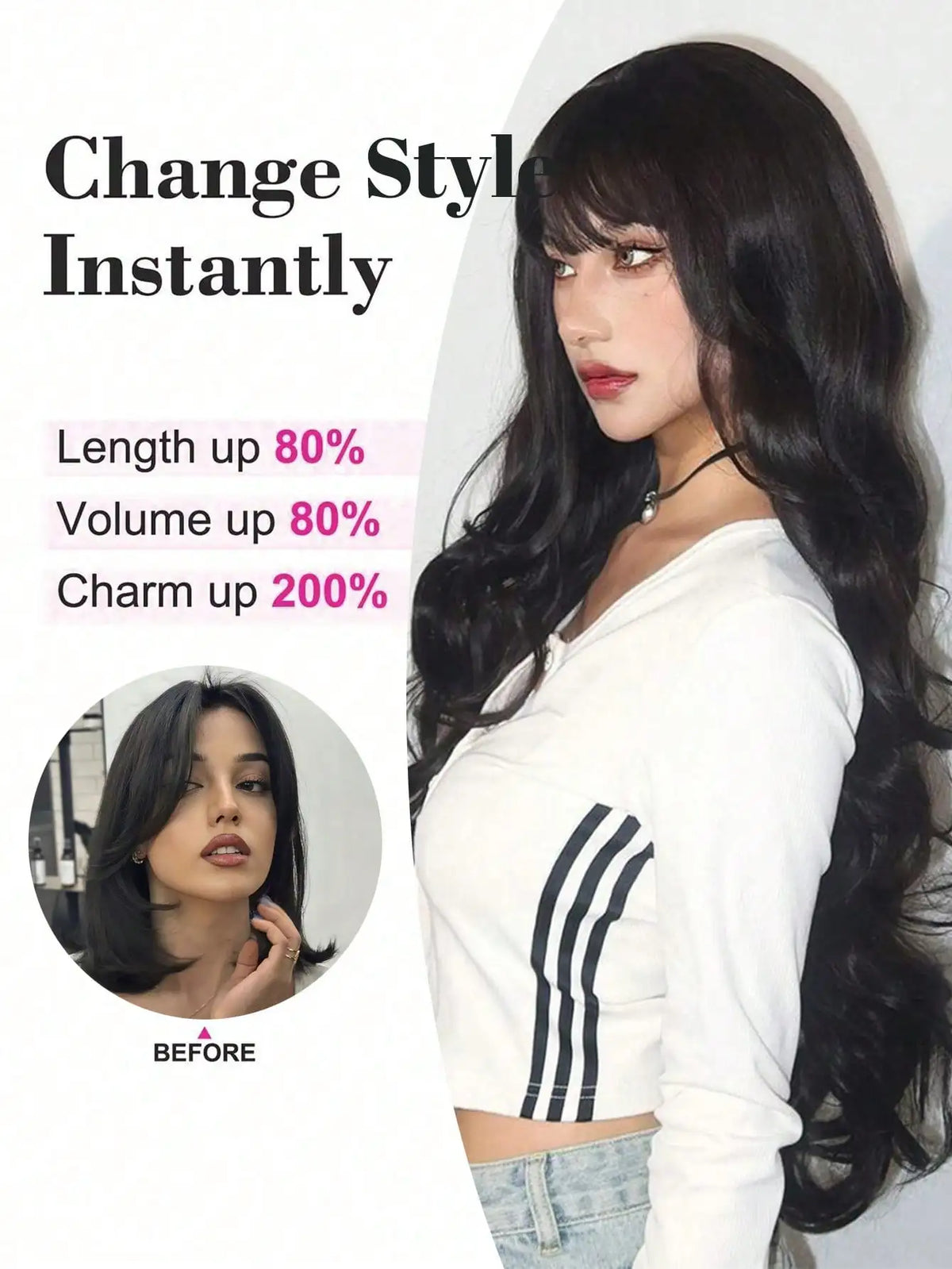 V-Shaped Long Wavy Clip-In Hair Extensions