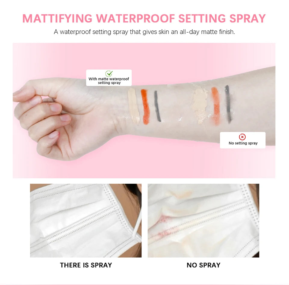 Long-Lasting Mattifying Waterproof Makeup Setting Spray for All Skin Types - 9