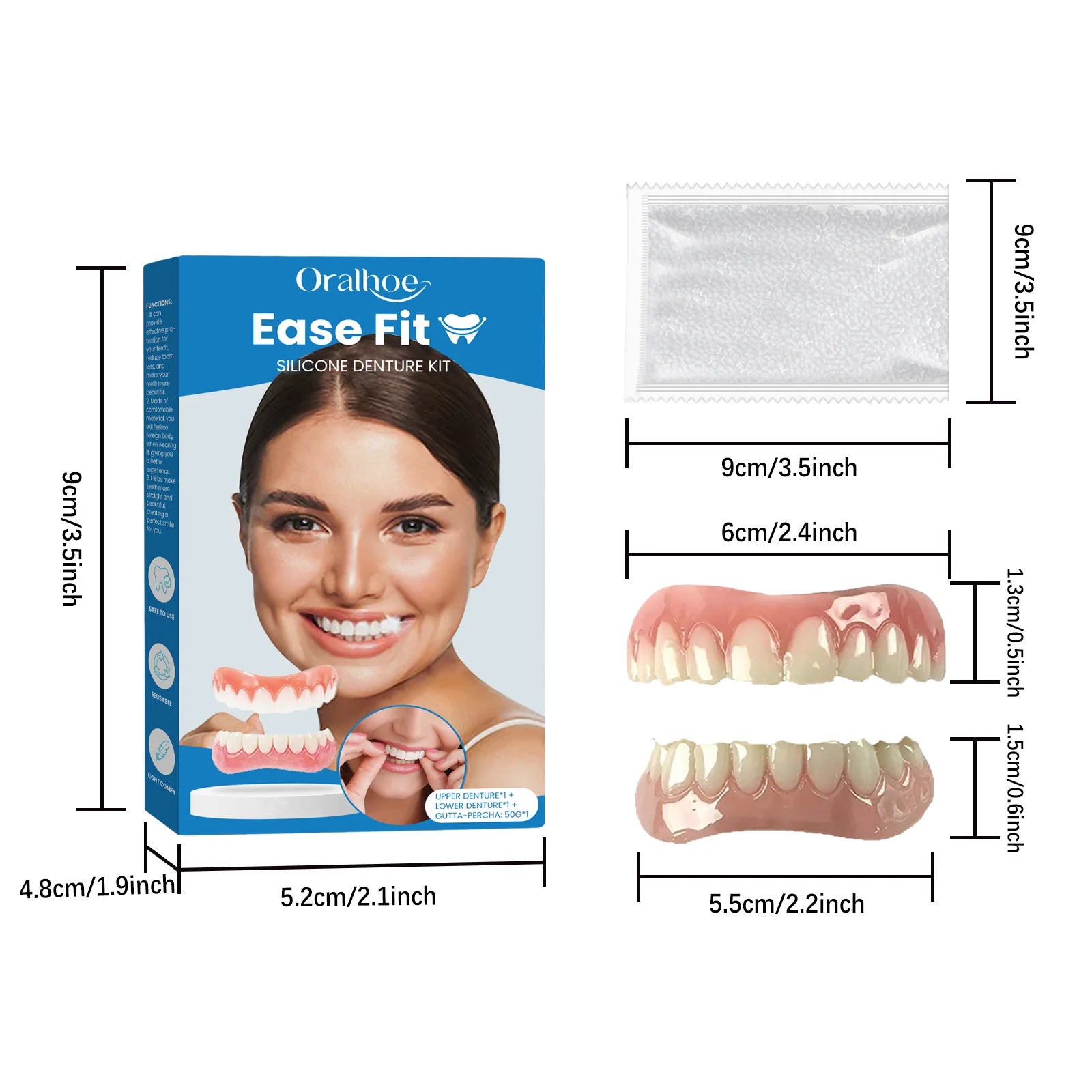 Comfortable Silicone Full Denture Set for Natural Looking Teeth Smile - 6