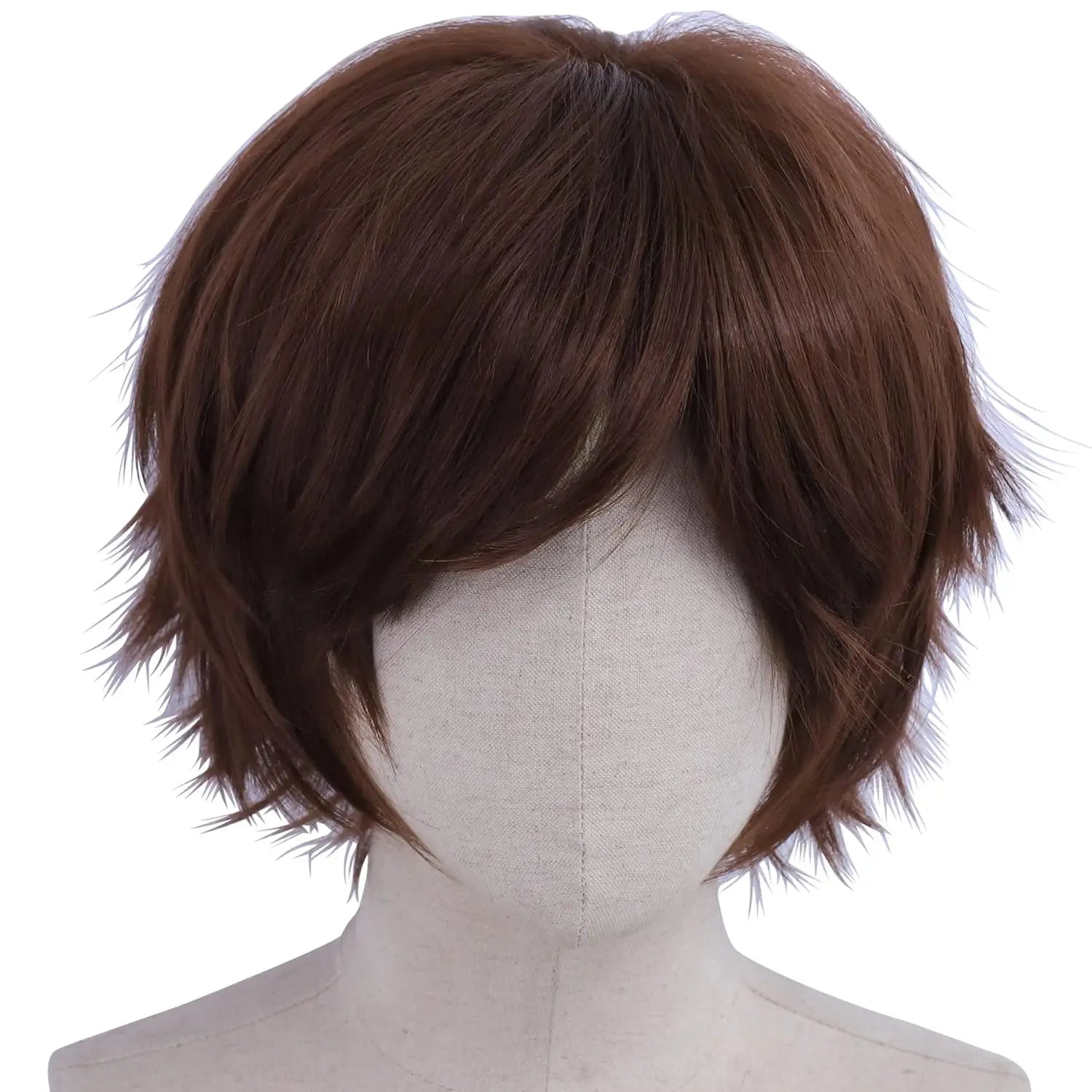 Short Layered Brown Cosplay Wig for Anime Costumes - 1