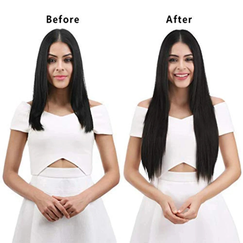 22-Inch Clip-In Long Straight Hair Extensions - 5