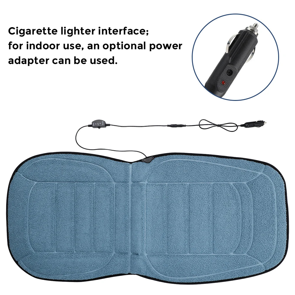 Heated Lambswool Car Seat Cushion for Cold Weather Driving