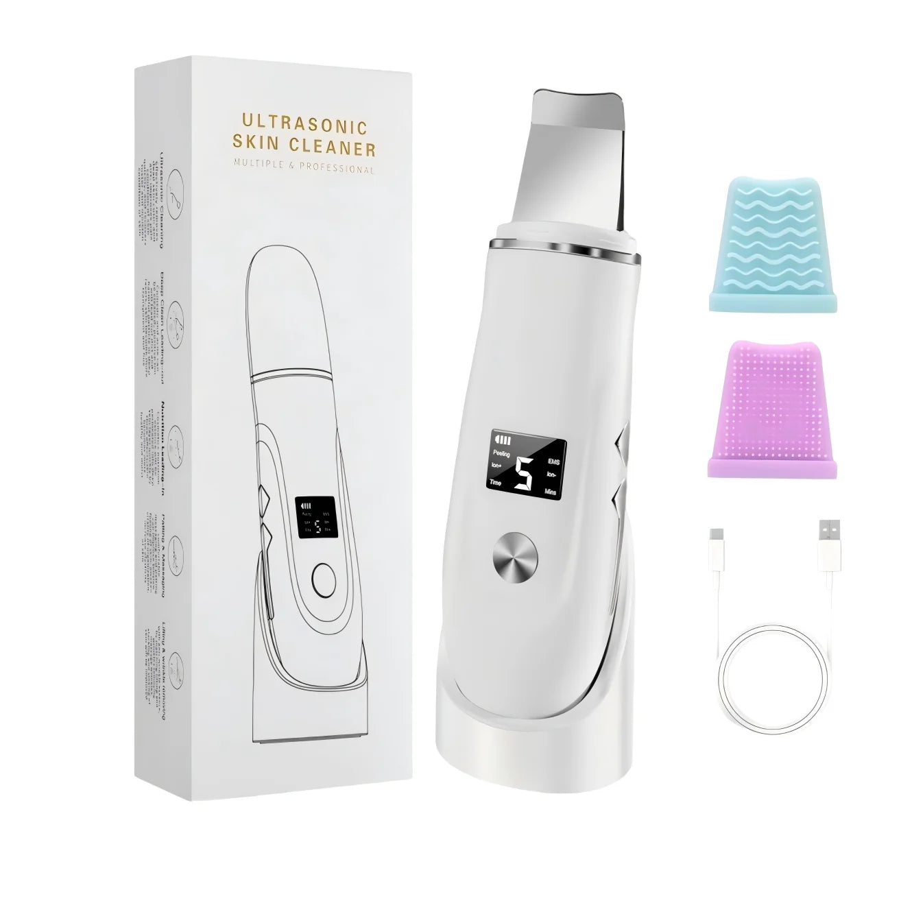Ultrasonic Facial Skin Scrubber and Pore Cleansing Spatula Device - 16