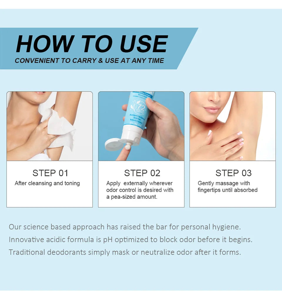 72-Hour Invisible Whole Body Deodorant Cream for All-Day Freshness