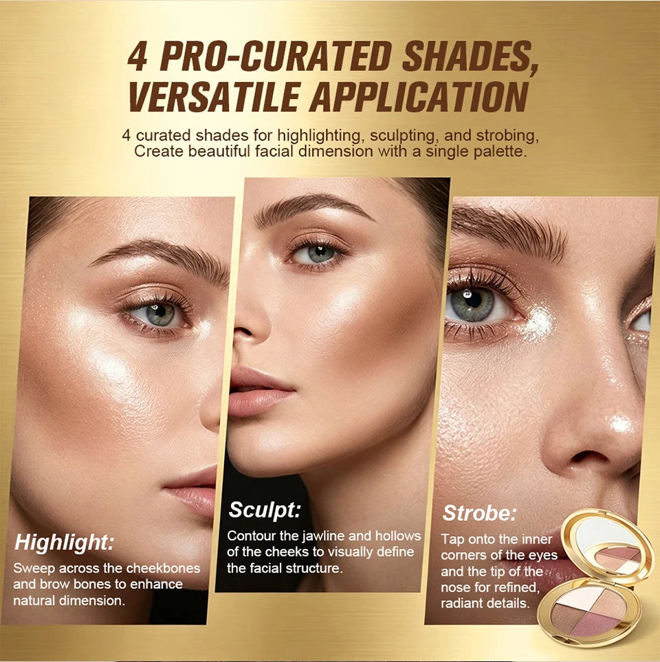 4-in-1 Highlighting and Contouring Face Palette for Eyes and Cheeks