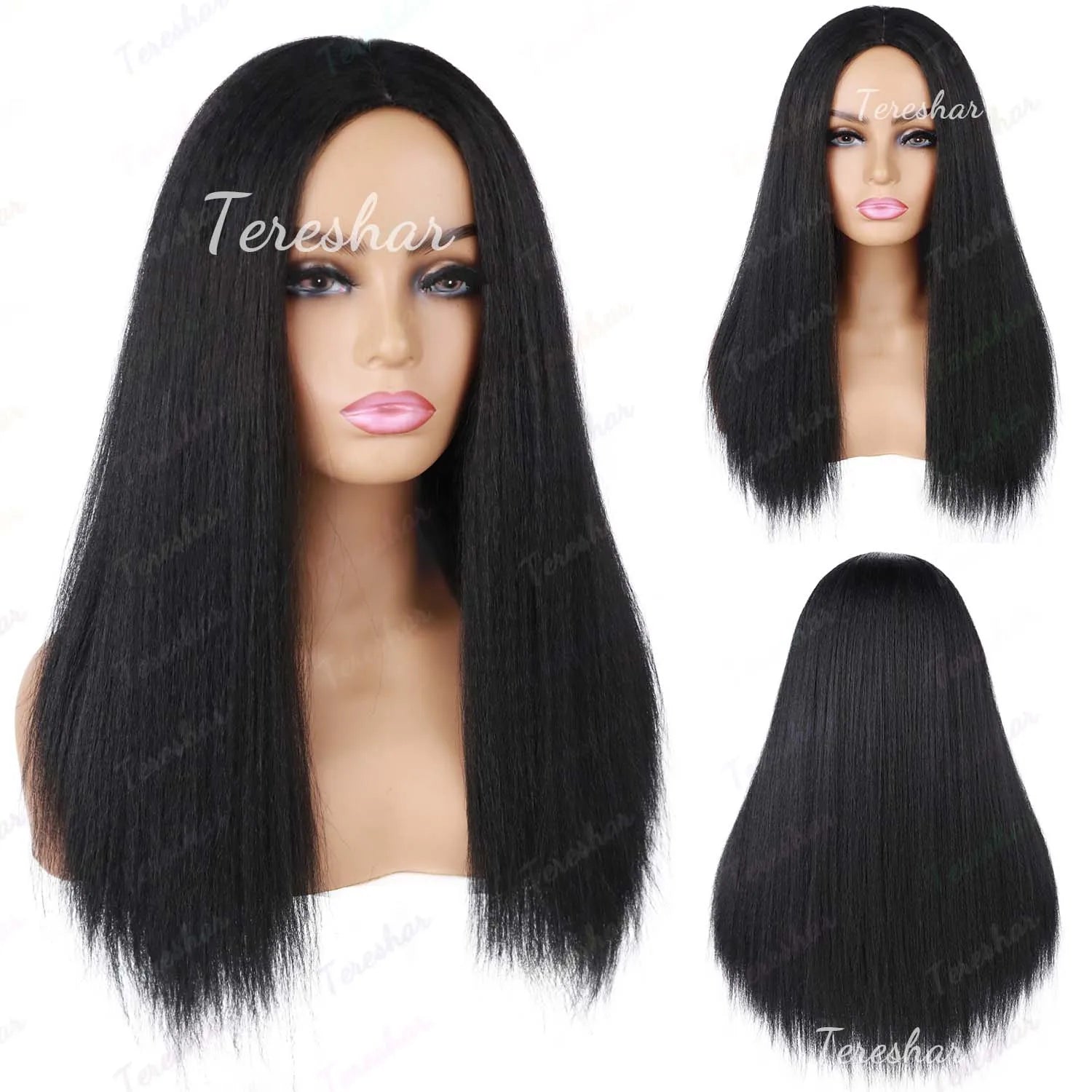 Straight Yaki Texture Synthetic Wig for Daily Wear - 7