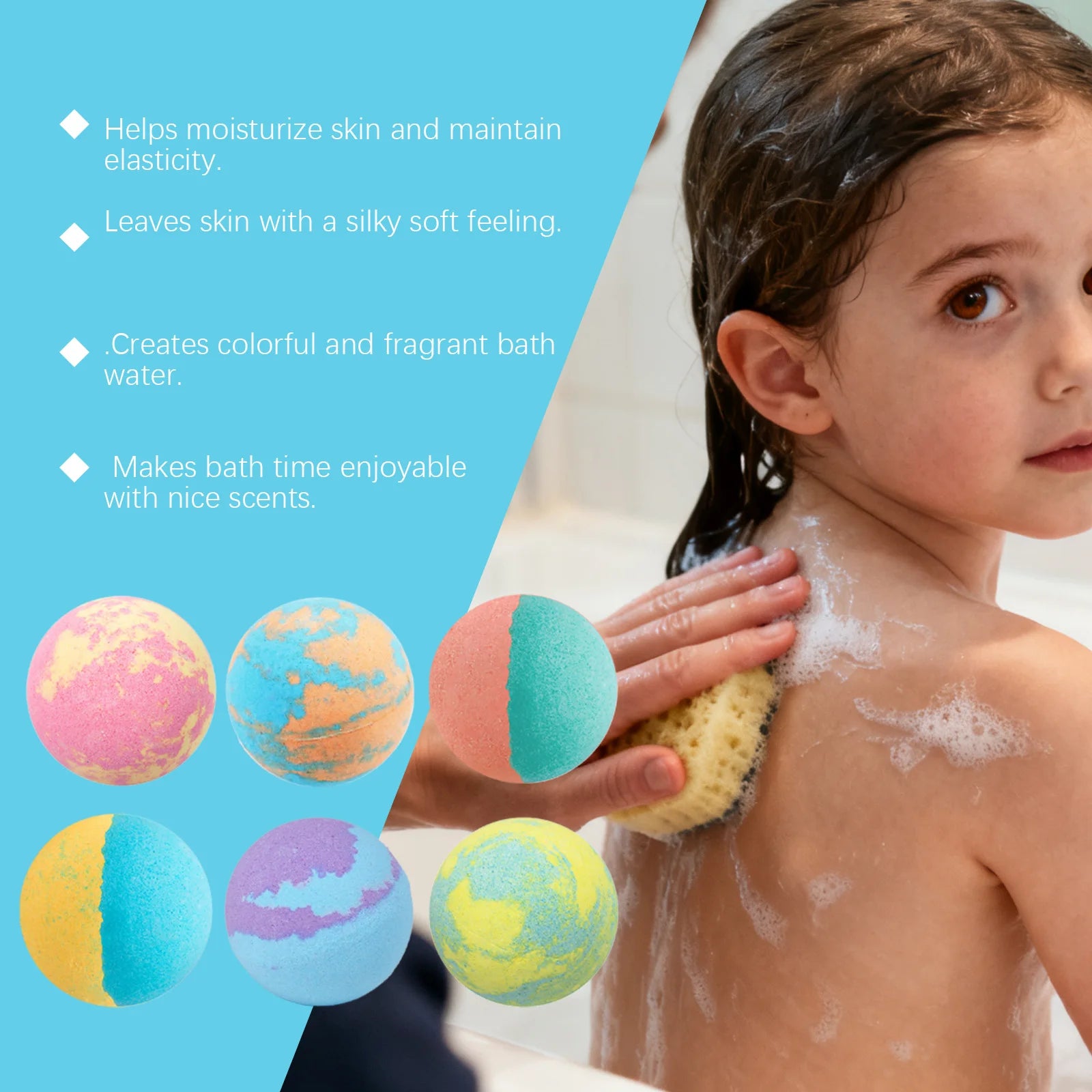 Moisturizing Fizzy Bath Bombs for Kids Gentle Skin Cleansing Gift Set - 11