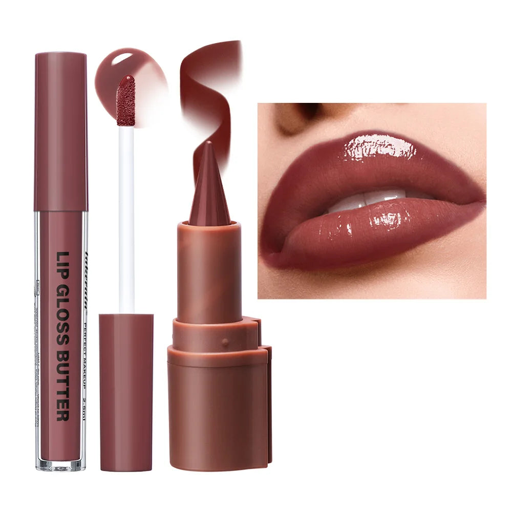 Hydrating 3D Lip Liner and Gloss Makeup Set for Perfect Defined Lips