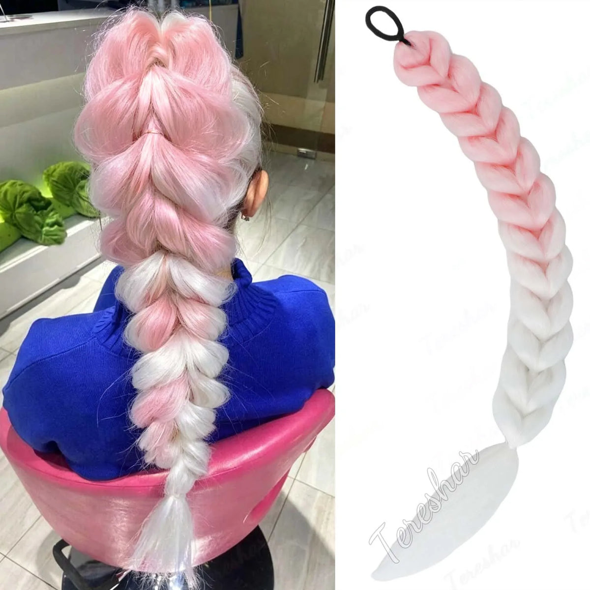 22-Inch Braided Ponytail Extension for Kids and Cosplay