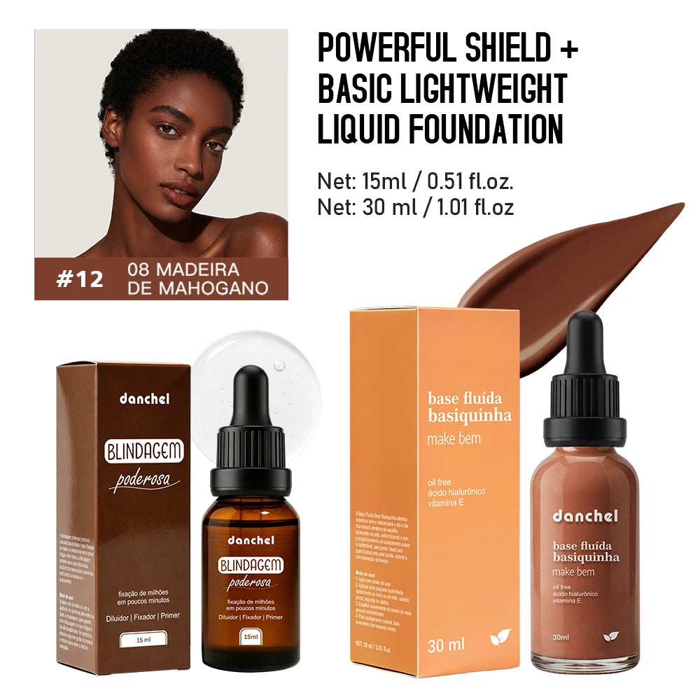 Liquid Foundation and Primer Makeup Set for Long Lasting Natural Finish