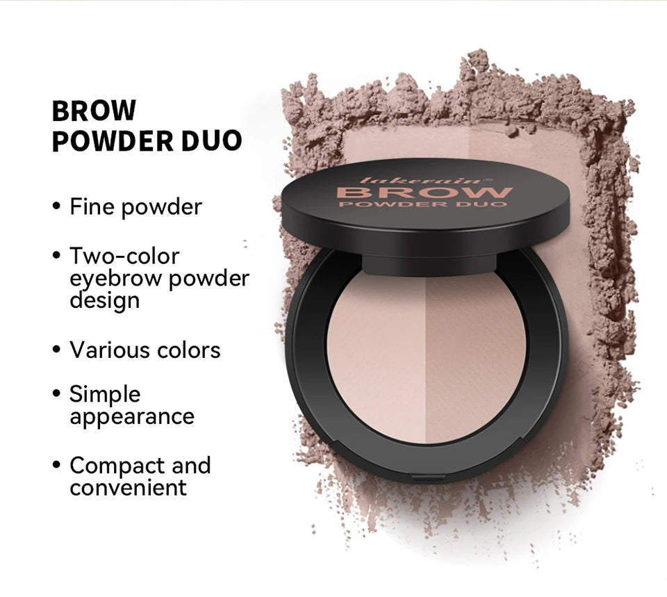 Dual-Tone Eyebrow Powder Palette with Professional Grooming Brush - 9