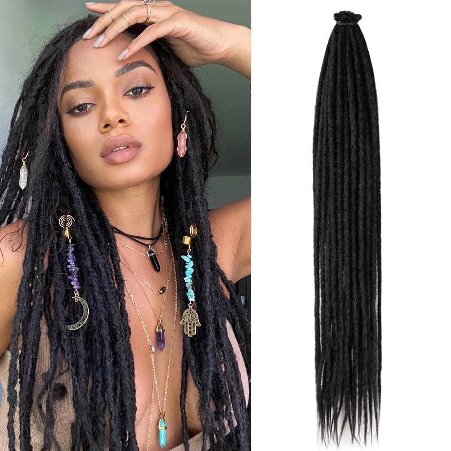 24-Inch Synthetic Dreadlock Extensions for Bohemian Styles - 13