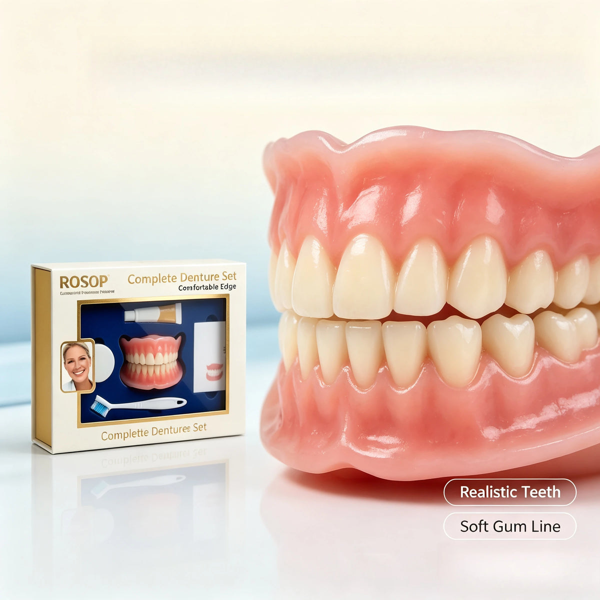 Custom Silicone Cosmetic Denture Set for Natural Smile Transformation