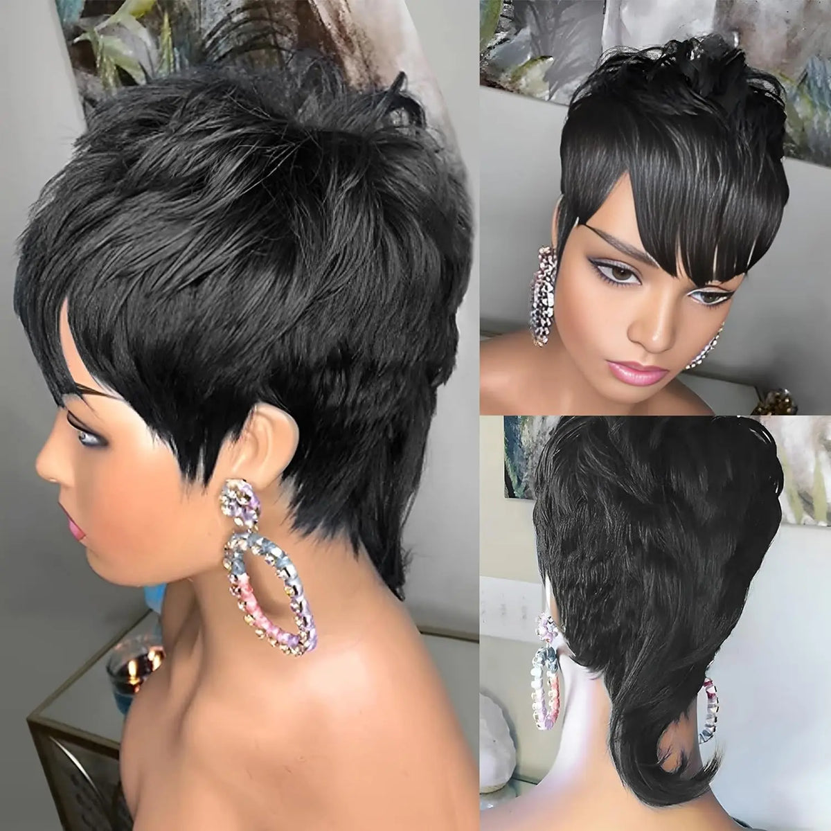 Short Curly Mullet Pixie Cut Wig for Women