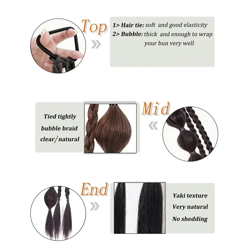 Synthetic Bubble Braided Ponytail Hair Extension for Women