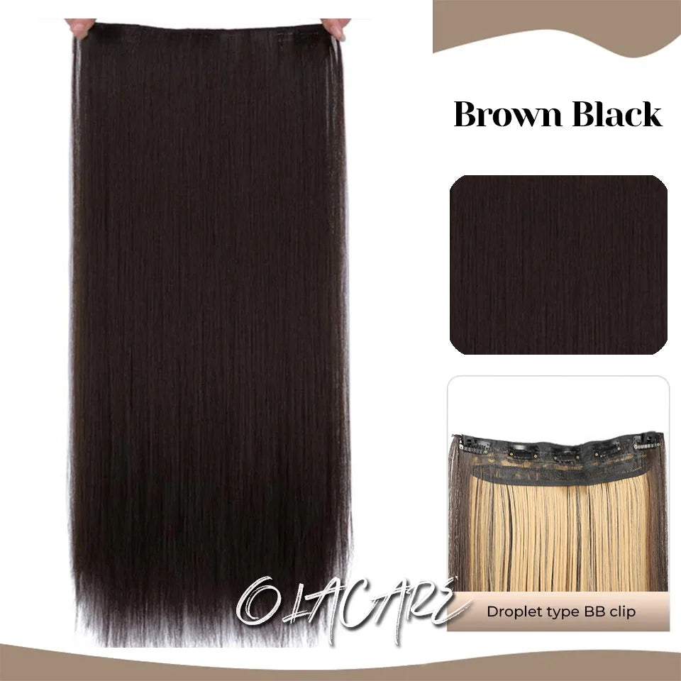 24-Inch Long Straight Clip-In Hair Extensions for Women - 41