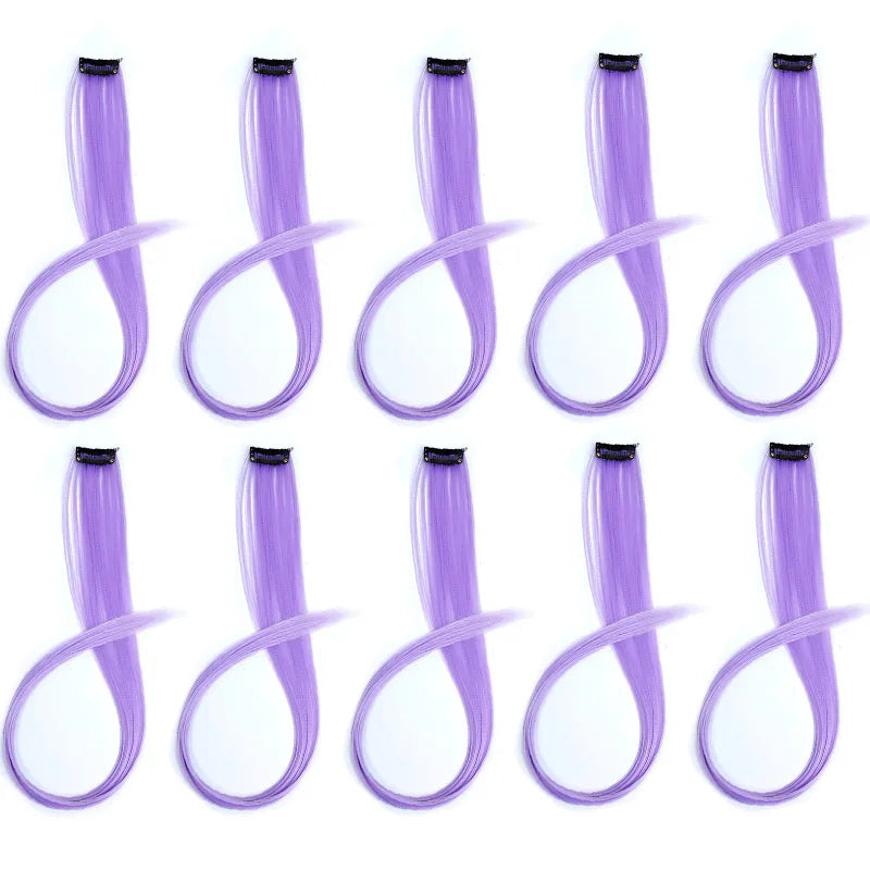 22-Inch Clip-In Synthetic Hair Extensions for Instant Color Highlights