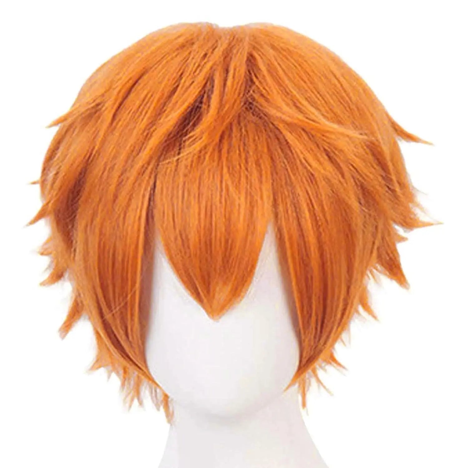 Short Wavy Orange Cosplay Wig for Anime Halloween Costumes - 5
