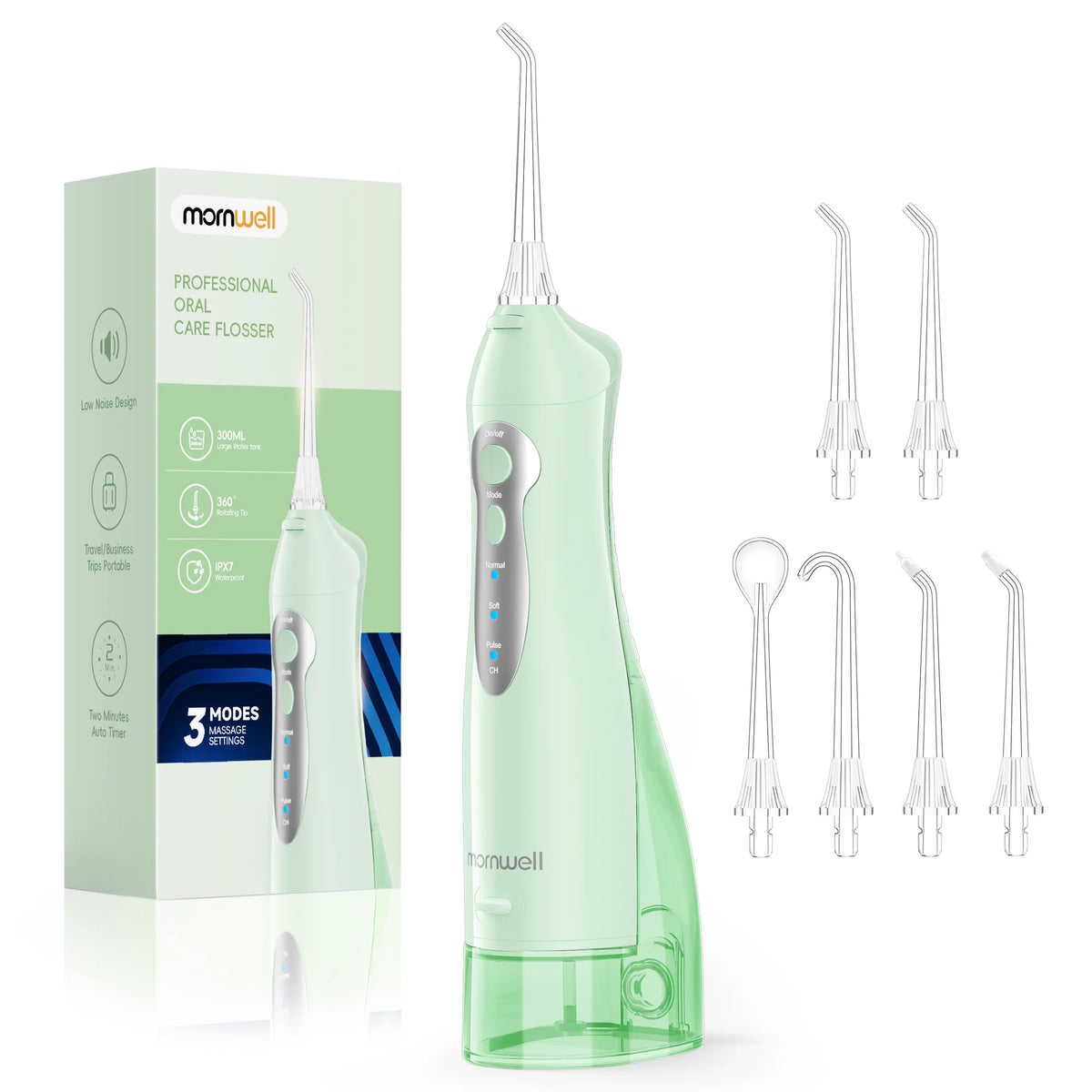 Portable Cordless Water Flosser with 6 Tips and 3 Modes for Teeth Cleaning