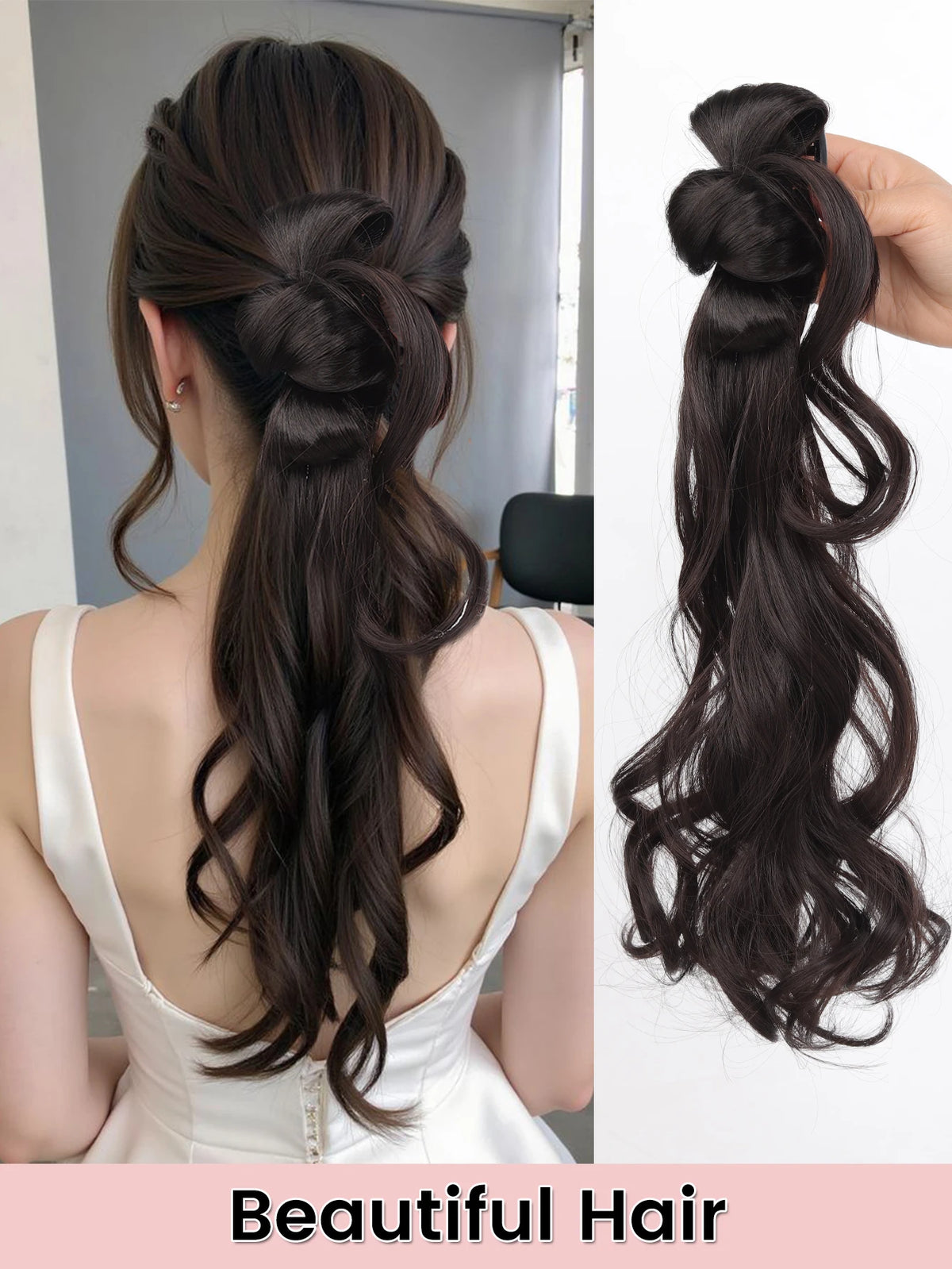 16-Inch Curly Claw Clip Ponytail Hair Extension